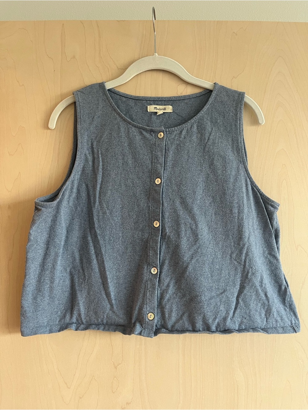Madewell Slate Gray Button-Front Cropped Tank